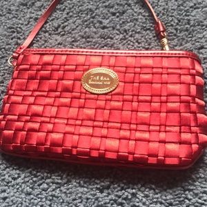 The Sak Red Satin Wristlet Purse